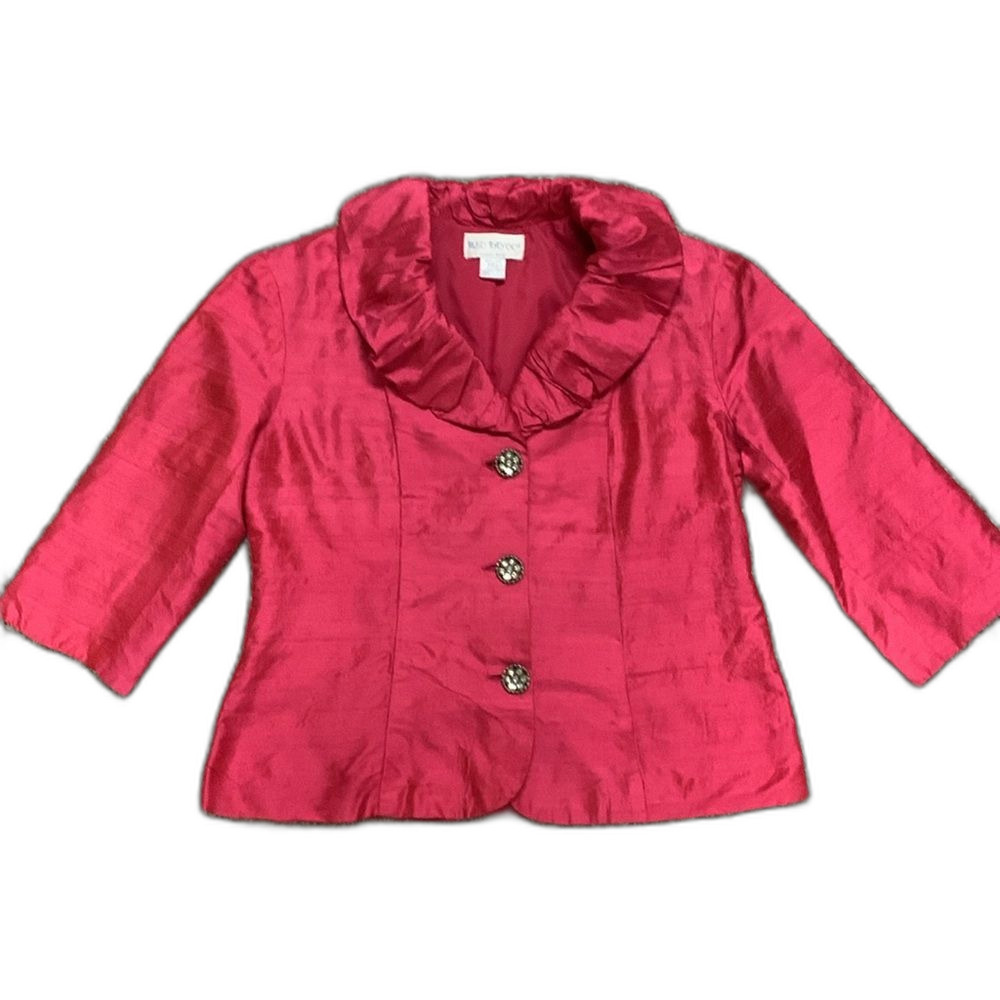 Karin Stevens Fuchsia Silk-Blend Cropped Jacket